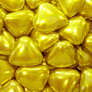 33122. Сердечки шоколадные золотые (короб 1 кг.)